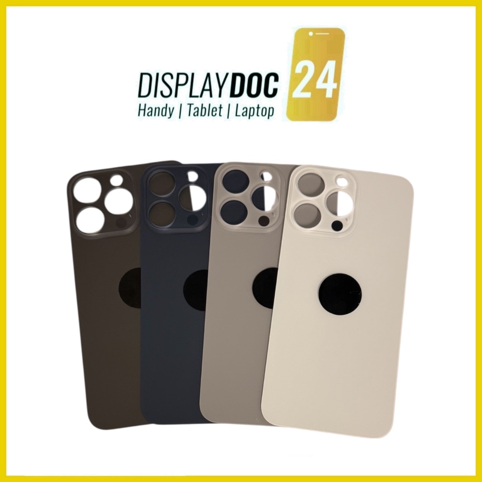 Backcover für Apple iPhone 15 Pro Max Glas Rückseite Ersatz alle Farben BIG HOLE