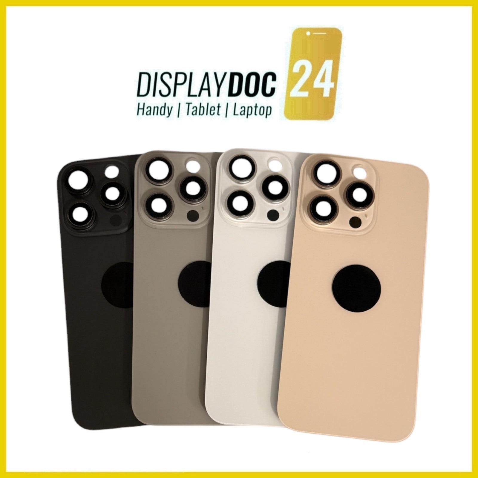 Backcover Glas für Original Apple iPhone 16 Pro Max alle Farben Premount